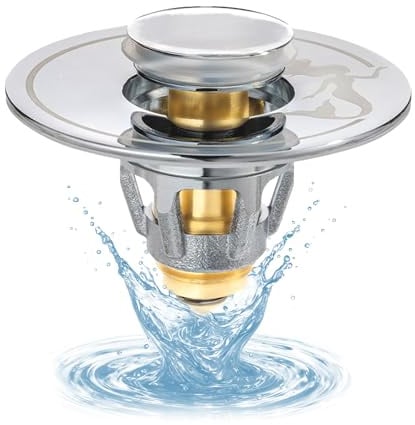 Drain Magic - Universal Waschbeckenstöpsel mit Abflusssieb - inkl. 3 Dichtungsringe - verhindert Verstopfungen & Tropfen - für Waschbecken, Spüle, Dusche & Badewanne - Abflusstopfen Waschbecken