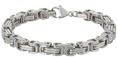 Sanixa Karma NH10147854 Herren Königsarmband Edelstahl Silber 5mm modern Armband 22 cm Karabinerverschluss Schmuck für Herren Herrenarmband Hypoallergen wasserfest