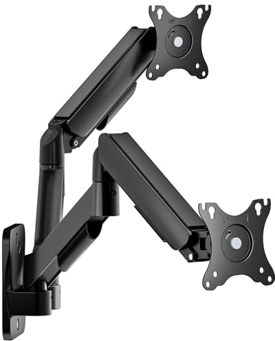 monTEK Monitor Wandhalterung 2 Monitore 17-32 mit mechanischer Feder | Bis 9 kg/Arm, Mechanische Stahlfeder – kein Gasfeder-Druckverlust, 50k Zyklen getestet, schwenk-/neig-/drehbar, VESA 75/100