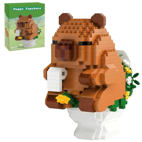 SKIPTHYBER Capybara Mini-Bausteine Tiere Bausteine Sammlung Kreativitäts Spielzeug B-austeine DIY-Ba-usteine Wohnaccessoires Dekoration Geschenke für Erwachsene Jugendliche 610 Stück
