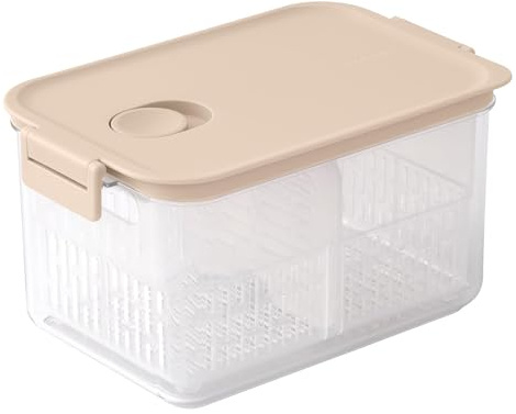 Brabantia Keep Fresh Kühlschrankbehälter 2,8 Liter mit Trennwand und Korb, geeignet für Gemüse, Salat oder größere Lebensmittelaufbewahrung in Kühlschränken