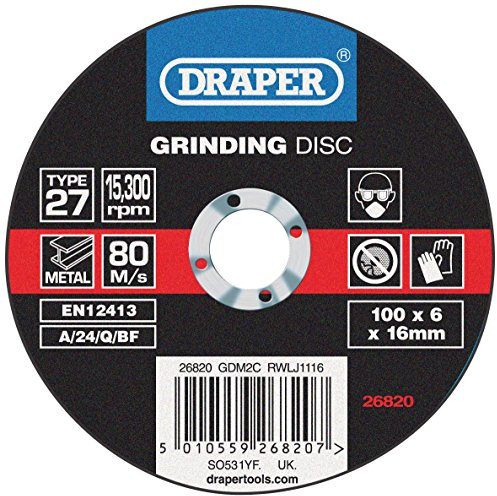 Draper 26820 grinding disc with depressed centre bore (100 x 6 x 16mm)