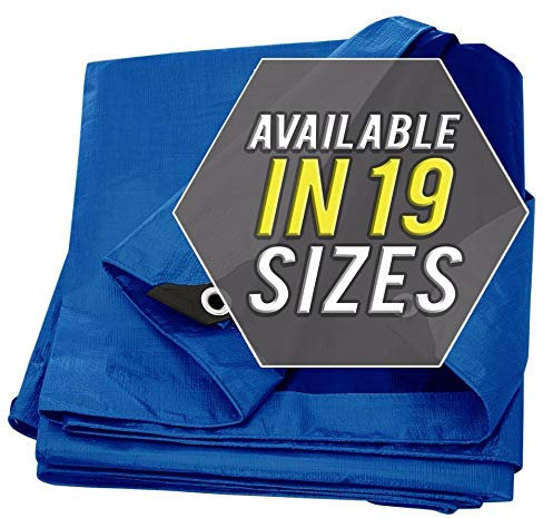 Tarp Cover Blue, 2-Pack Heavy Duty Waterproof, Great for Tarpaulin Canopy Tent, Boat, RV Or Pool Cover!!! (8X10, Heavy Duty)