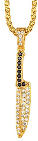 Richsteel Necklace Men Hip Hop Pendant Gold Knife Jewelry Gifts Womens Necklaces For Men