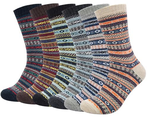 6 Pairs Mens Wool Socks, Thick Warm Thermal Socks for Winter