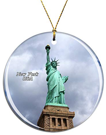 Weekino Freiheitsstatue USA Amerika New York Weihnachtsdekoration Christbaumkugel Hängender Weihnachtsbaum Anhänger Dekor City Travel Souvenir Collection Porzellan 2,85 Zoll
