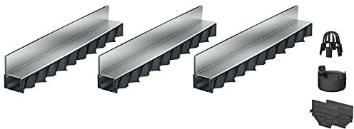 3x1m ACO Hexaline 2.0 Entwässerungsrinne Schlitzaufsatz Stahl verzinkt Ablauf vertikal Bodenrinne Terrassenrinne
