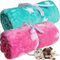 LeerKing Hundedecke flauschig Katzendecke waschbar Fleecedecke Kuscheldecke für Sofa Hundebett und Auto 2er Pack Pink Grün 75 * 100cm