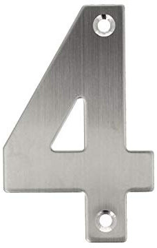 Edelstahl Hausnummern 0-9 Buchstaben A-I matt gebürstet Hauswandnummern Türnummern Türbeschriftung Ziffern Hausziffern Zahlen (Zahl 4)