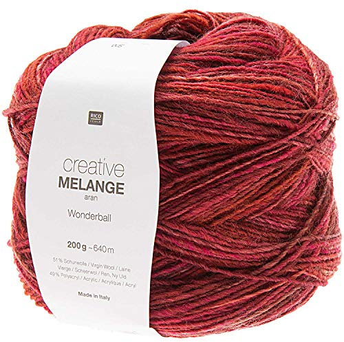 Rico Design Creative Melange Aran Wonderball, Farbverlaufswolle Nadelstärke zum Stricken oder Häkeln, Wolle 200g Knäuel (005, 200)