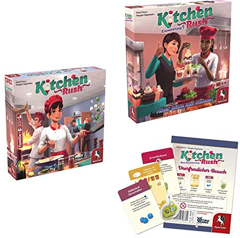 Pegasus Spiele 51223G - Kitchen Rush + Aber Bitte mit Sahne + Unerfreulicher Besuch