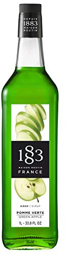 1883 Maison Routin Premium Green Apple Syrup for Cocktails, Mocktails, Iced Tea, Desserts, Bubble Tea Glass1L