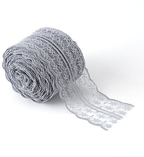 Spitzenband, 4,5cm Breite Blumenspitzenbesatz Elastische Spitze für Brauthochzeitsdekoration Weihnachtspaket DIY Nähen - 10M(Grau)