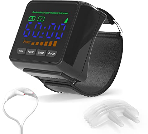 KTS Lasertherapie Handgelenkgerät, Halbleiterlaser Behandlungsgerät für Bluthochdruck, hohe Blutfettwerte, hohen Blutzucker, verstopfte Nase und Rhinitis