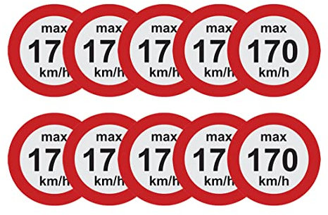 Haobase 10 Stück Geschwindigkeitsaufkleber Winterreifen Aufkleber 160-240 km/h Selbstklebendes Vinyl Aufkleber(25mm x 25mm) (170 km/h)