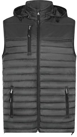 HRM Herren 1301 Men s Hooded Performance Body Warmer, darkgrey, 5XL EU