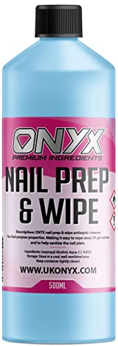 Onyx Nail Prep + Wipe 500ml Gel Nail Polish Residue Cleaner Remover, UV LED Manicure Gel Polish Base Wipe, Multi-Purpose for Sanitising Nail Plate & Nail Polish Cleanser