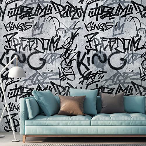 TADESSI | Fototapete | Vliestapete | Digitaldruck im Urban Stil | Grau | 1.59 x 2.80 m | Beton | Tapete für Wohnzimmer - Flur - Büro - Küche - Wohnräume