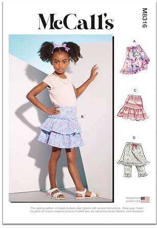 McCall's M8316A Children's Skorts A (2-3-4-5-6)