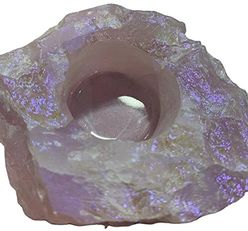 WGPHD Meditation nach Hause Natürliche Rohe Rosenkristall-Kerzenständer Antique Rosenquarz Kerzenhalter (Size : 200-250g)