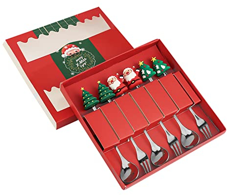 Weihnachten Loeffel Set Weihnachtskaffeeservice Weihnachtsschmuck 2022 Gartendeko Musik Geschenk Männer Weihnachten Bestecktasche Waschbar Löffelchen Goldener Kaffeeloeffel Cerata Swiateczna