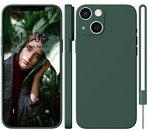 WXX for iPhone 14 Case Silicone Ultra Slim Camera Protection for iPhone 14 Phone Case Cute Girls Women Soft Gel Cover Rubber Anti-Scratch Compatible for iPhone 14 6.1-inch Dark Green