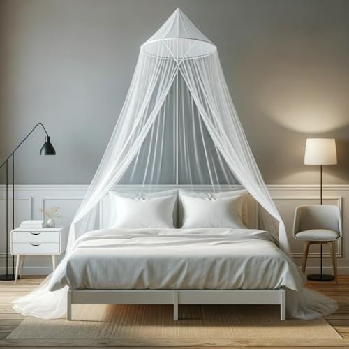 Zufio Zanzariera per letto, extra lungo baldacchino per ragazze 12,5 m copertura zanzariera essenziale per la casa all'aperto e viaggi