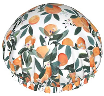 Dear Clementine oranges on white Reusable Waterproof Washable Adjustable Suitable For Women All Hair Lengths Shower Cap