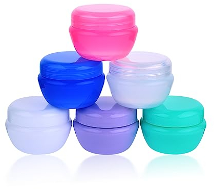 WLLHYF 6 Pieces Travel Containers for Toiletries Plastic Small Leakproof Cosmetic Makeup Jars with Lids Waterproof Seal Cream Jar Travel Accessories for Face Body Hand Cream