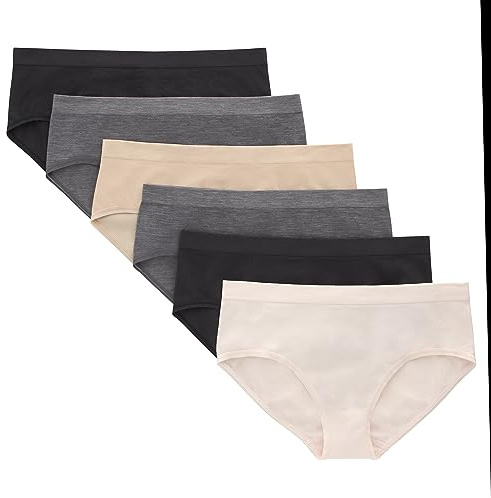 Hanes Girls' Hipster Underwear Pack, Seamless Comfort Tween Panties, Assorted Colors, 6-pack