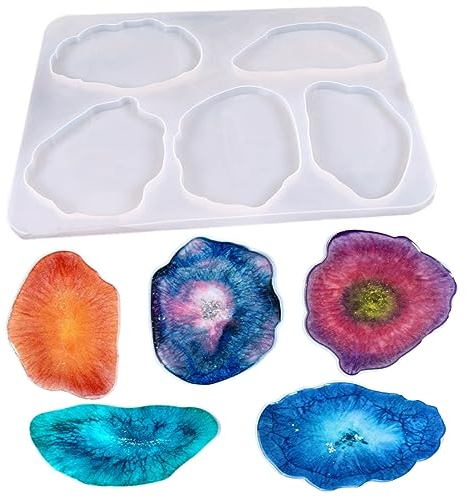 BOBOZHONG Silikonform Untersetzer,5PCS Epoxidharz-Silikonform,Harz Großen Resin Silikon Formen Epoxid Resin Mold Gießformen,für DIY-Harz-Handwerk,Heimdekoratio