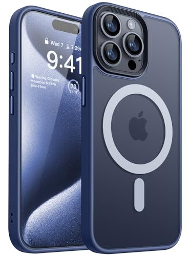 CANSHN Cover Magnetica Opaca per iPhone 15 Pro, [Compatibile con MagSafe] Custodia Traslucida Opaca Protettiva Sottile Antiurto - Blu Profondo