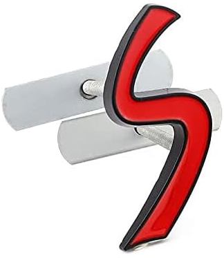 AUTOZOCO S-Abzeichen für Kühlergrill, S-Emblem für den Kühlergrill, Auto-Design, kompatibel mit Mini Cooper S, R56, R53, F56, R50, R52, R57, Metalllegierung, Maße 6 x 5 cm, Rot und Schwarz
