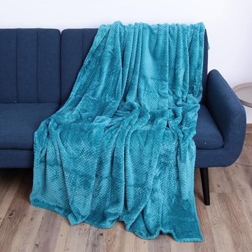 Bestlivings Kuscheldecke Flanell Decke 150x200cm (Petrol) Flauschige Struktur Wohndecke für Sofa, Couch und Bett, Tagesdecke Oeko-TEX - Sofaüberwurf