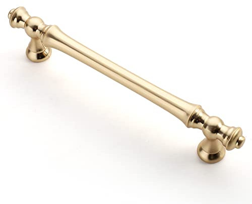 9BUILD 10 Pack 128mm Brushed Brass Cabinet Handles - Zinc Alloy Kitchen Cupboard & Wardrobe Handles - UK0036