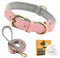 Furry Friends Collier pour chien en cuir avec laisse, rembourré, robuste, pour chiens de moyenne et petite taille, taille XL 53 à 63 cm, rose