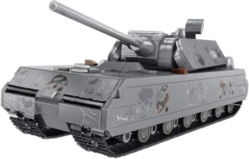 KeKeDuo Technik Panzer Bausteine, 2127 Klemmbausteine Militär Panzerkampfwagen VIII Maus Modellbausatz Konstruktionsspielzeug Kompatibel mit Andere Marken