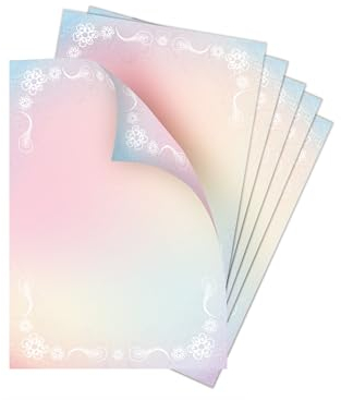 Briefpapier-Set 250 Druckerpapier DIN A4 Motiv Blumen beidseitig von Hand beschreibbar und mit allen Druckern und Kopierern bedruckbar für Frühlingspost Ostern Taufe Kommunion Konfirmation Basteln