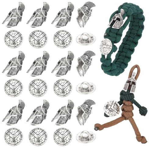 UNICRAFTALE Spartan Helm tibetischen Stil Legierung Fallschirm Seil europäisch mit Shank Buttons Antik Silber Armband Schlüsselanhänger Perlen für Schmuck machen
