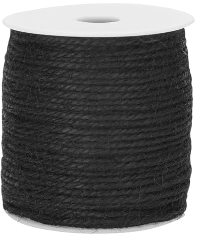 KINGLAKE Ficelle de jute noire de 100 m, 3 mm, pour travaux manuels, jardinage, emballage cadeau, emballage, décoration de Noël, JHS02452