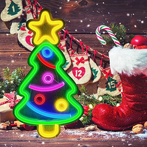 Luci al neon di Natale, 42 x 23 x 3 LED, a forma di albero di Natale, luce USB, lampada notturna per casa, feste, matrimoni, regali per feste, Capodanno, ornamento (blu)