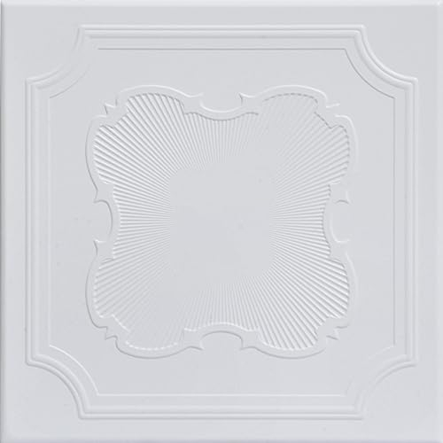 A La Maison Ceilings R74 Coronado Foam Glue-up Ceiling Tile (384 sq. ft./Case), Pack of 144, Ultra Pure White - Satin (Behr)