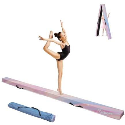 FBSPORT Schwebebalken Kinder 240cm Faltbarer Balken Turnen Balance Beam für Zuhause Training Klappbarer Schwebebalken Gymnastik Gymnastikbalken mit Rutschfestem Boden und Tragetasche