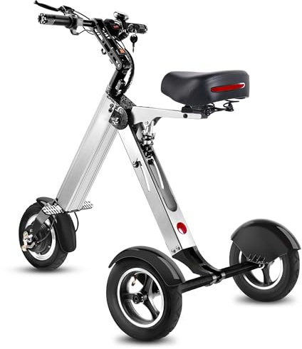 TopMate ES32 Triciclo Electrico Adultos 3 Ruedas Plegable con Asiento, Triciclo Eléctrico de Peso Ligero con Función Inversa y Interruptor de Llave, Neumático de 10 Triciclo para Viajar