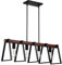 VEVOR Luces colgantes de isla de cocina de 4 luces, 60 W, lámpara de comedor ajustable con varillas de 2 x 6 '' y 6 x 12 '', marco de metal industrial, lámparas lineales de granja,