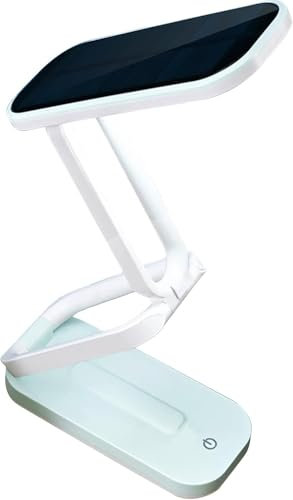 SUAVER Solar Tischlampe 2-in-1 Aufladung LED Tischleuchte Tragbare Faltbare Schreibtischlampe Dimmbare LED Leselampe Akku Solarlampen kabellos Nachttischlampe für Büro,Schlafzimmer,Reisen (Blau)