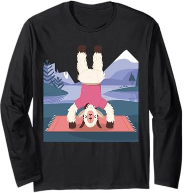 Ziege Yoga Spielzeug Ziege Stofftier Plüsch Ziege Yoga Party Spiel Langarmshirt