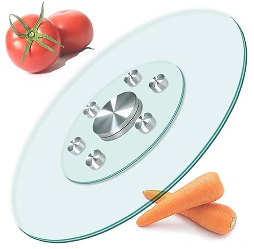 AEGCAOJH Drehbarer Drehteller, robuster Esstisch aus Aluminium, transparenter runder Drehteller, Tischplatte, drehbares Serviertablett, drehbarer Esstisch aus gehärtetem Glas (Größe: 50 cm/