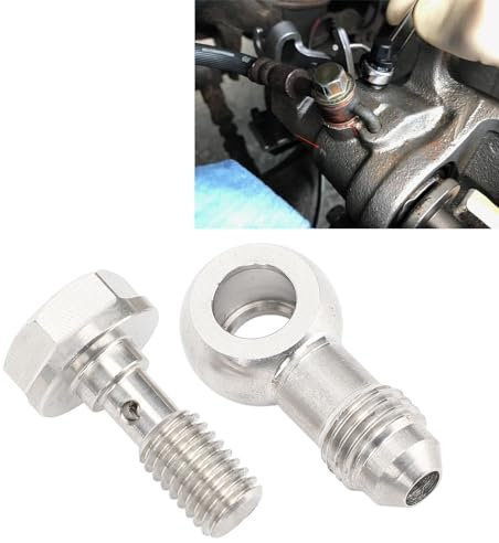 Banjo Bolt Kit, Stainless Steel Straight M8 X 1.25mm Banjo Eye Hole Diameter to AN4 Male Brake Clutch Fitting with Washer for AN4 PTFE Brake Hose Line