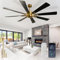 Depuley Ceiling Fan Without Light: 72 Inch Big Outdoor Fan with Remote Control for Patio Porch - Copper Fan for Indoor - Large Farmhouse Fan Reversible 8 Blade Quiet DC Motor